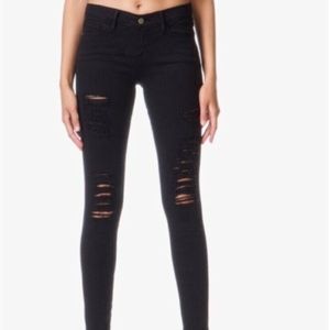 Frame Le skinny de Jeanne Black Ripped distressed Jeans SIZE 26